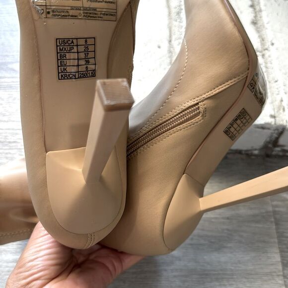 Forever 21 Women Sock Ankle Boot Size 8 Beige Ivory Cream Stretch Nylon Sexy - Picture 5 of 6